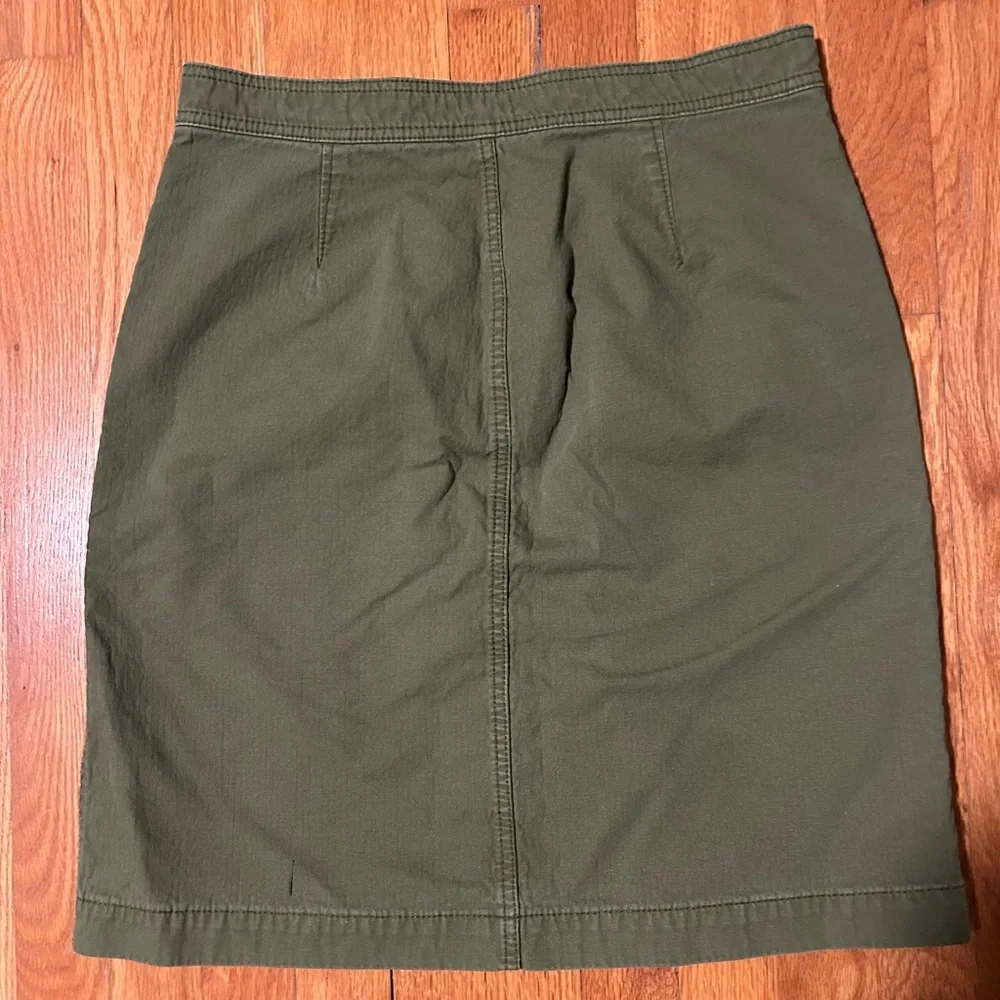 J. Crew Skirt Women 6 Green A line Front Slit Twill Cotton Casual Classic Preppy - Picture 3 of 6
